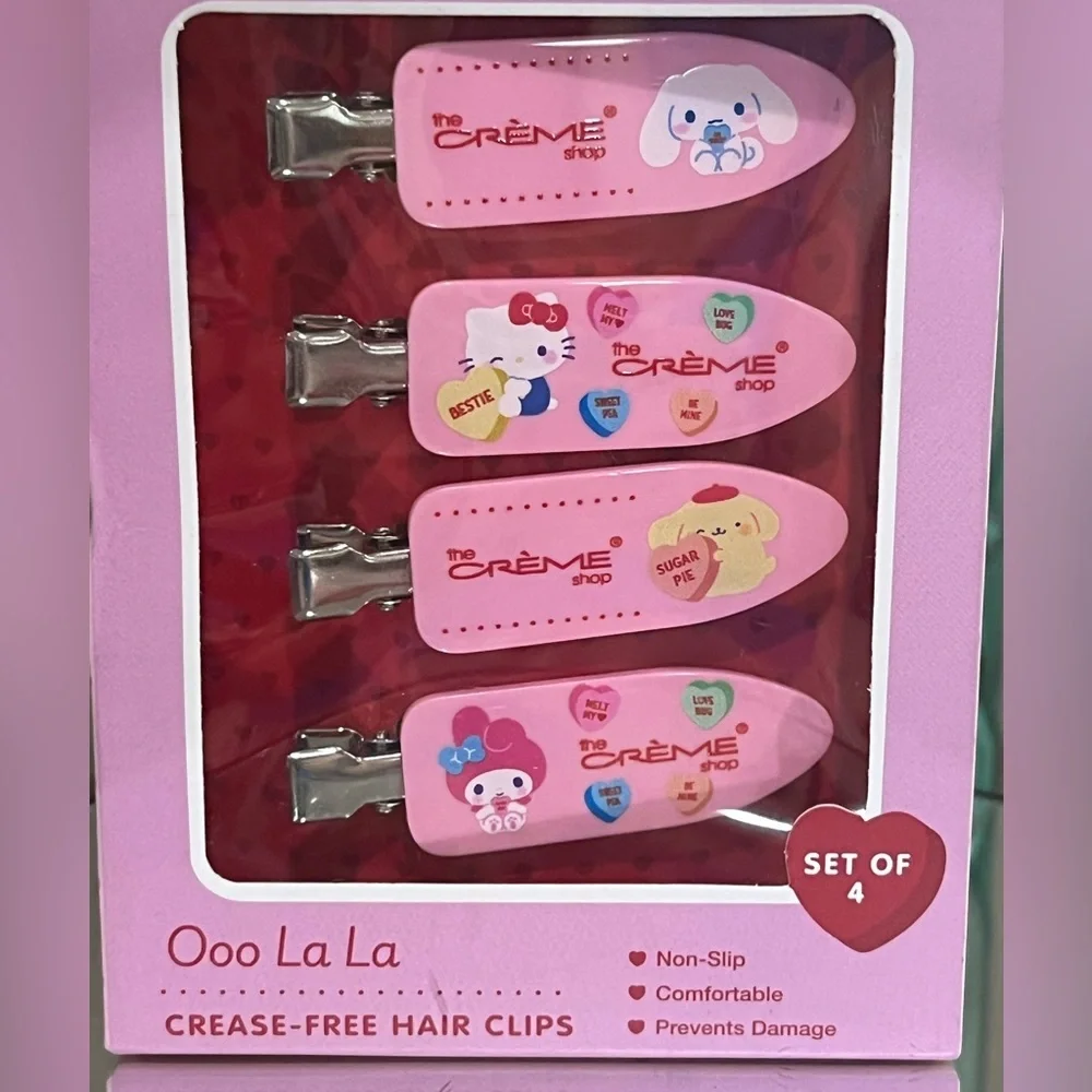 Hello Kitty Pink Sweethearts Ooo La La Hair Clip Set of 4, new!